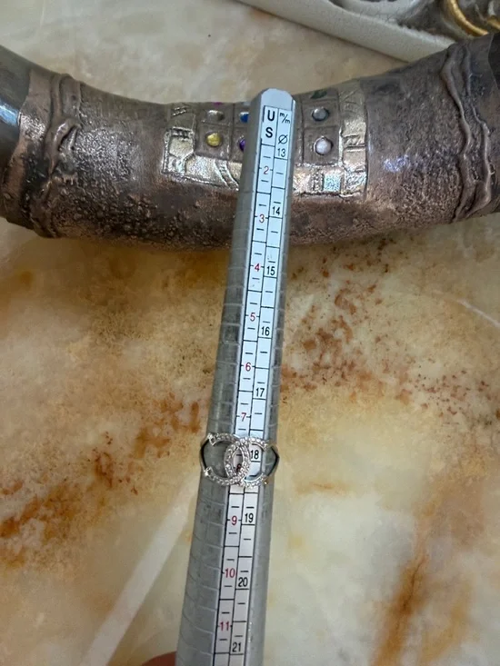 Solid Real 14K white Gold Designer look Ring with CZ stones size 8 - Picture 8 of 11